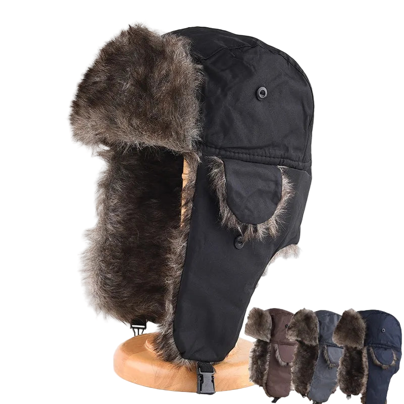 Faux Fur Lined Trapper Hat