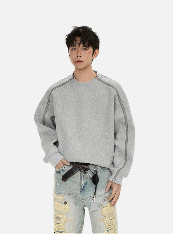 Plüschiges Retro-Sweatshirt mit Reißverschluss