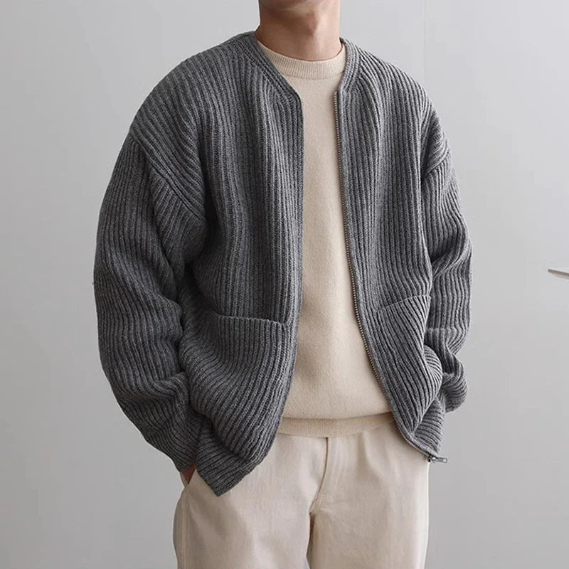 Klassischer, eleganter und kuscheliger Strickpullover mit Reißverschluss für Herren