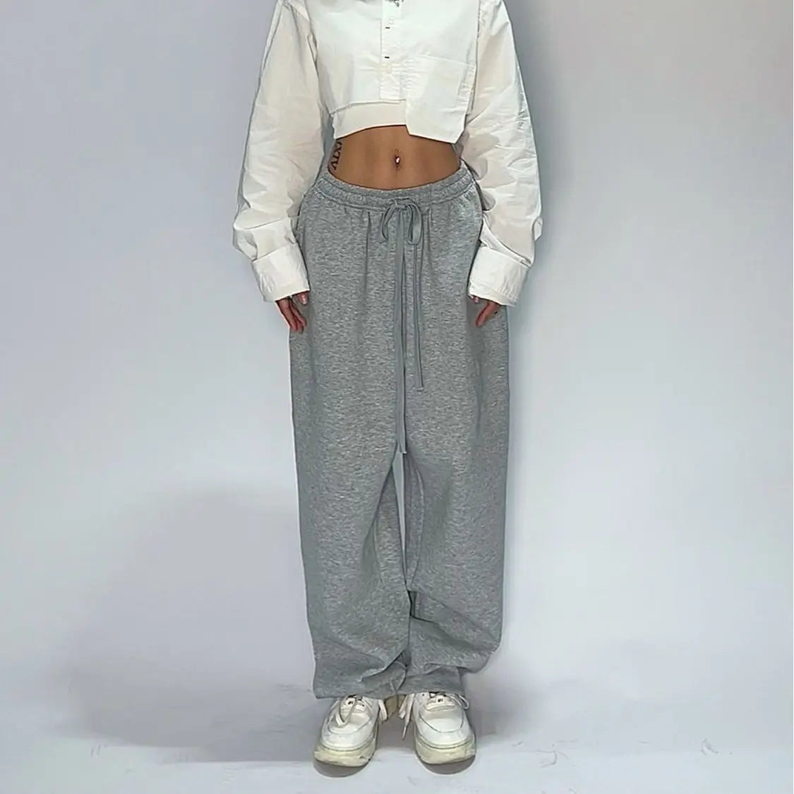 Damen Streetwear Retro American Loose Straight Sweatpants