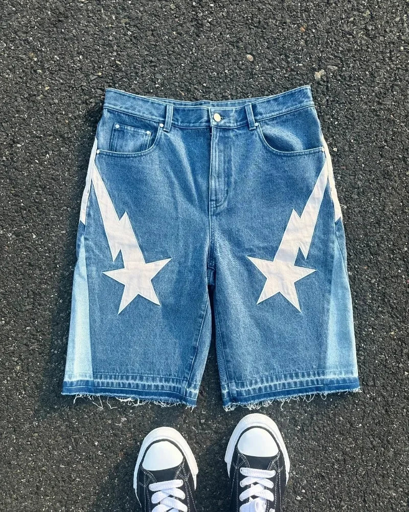 Y2K Embroidered Wide-Leg Jorts