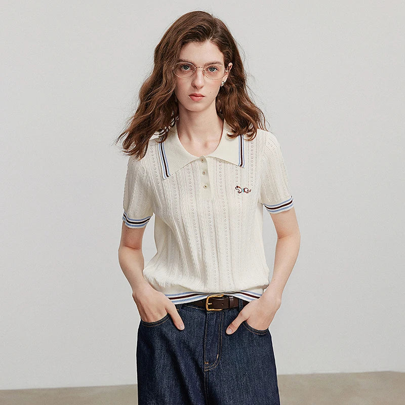 Stylish Knit Summer Short Sleeve T-shirt