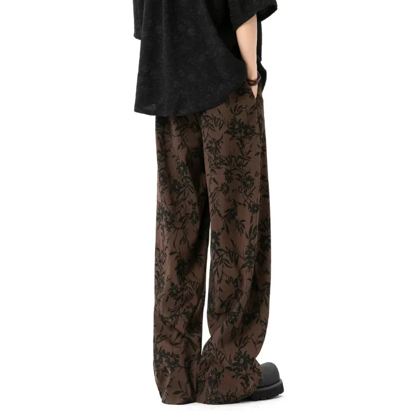 Retro-Hose im japanischen Stil mit Print und weitem Bein