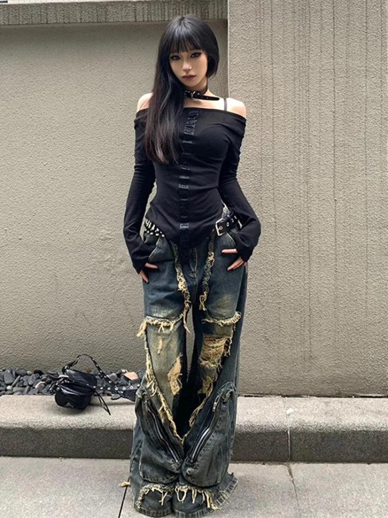 Grunge Distressed Denim Jeans