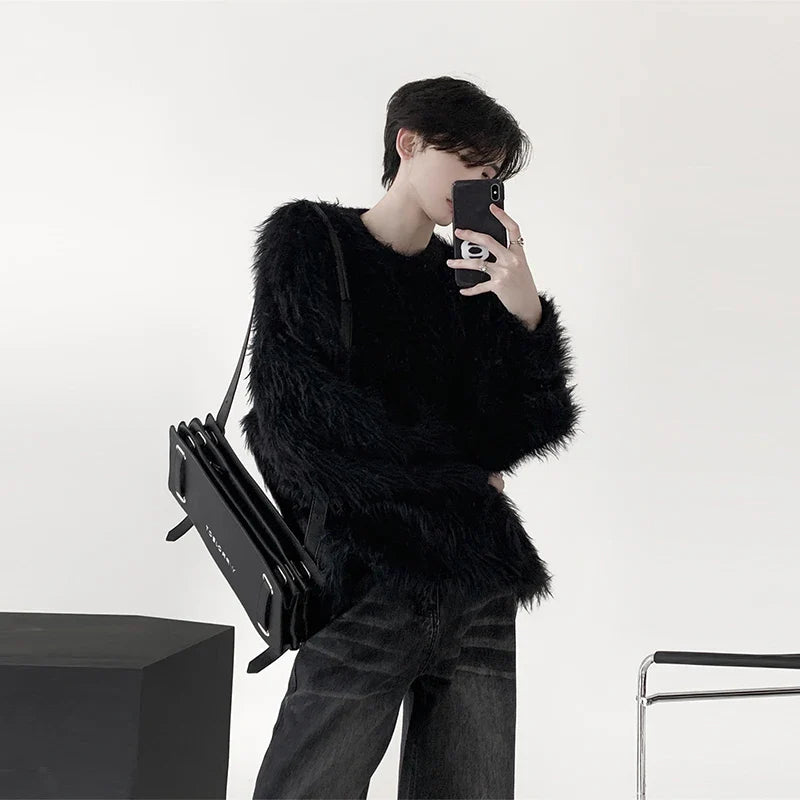 Streetwear Comfort Luxury Chic Mink Wool Knitted Sweater