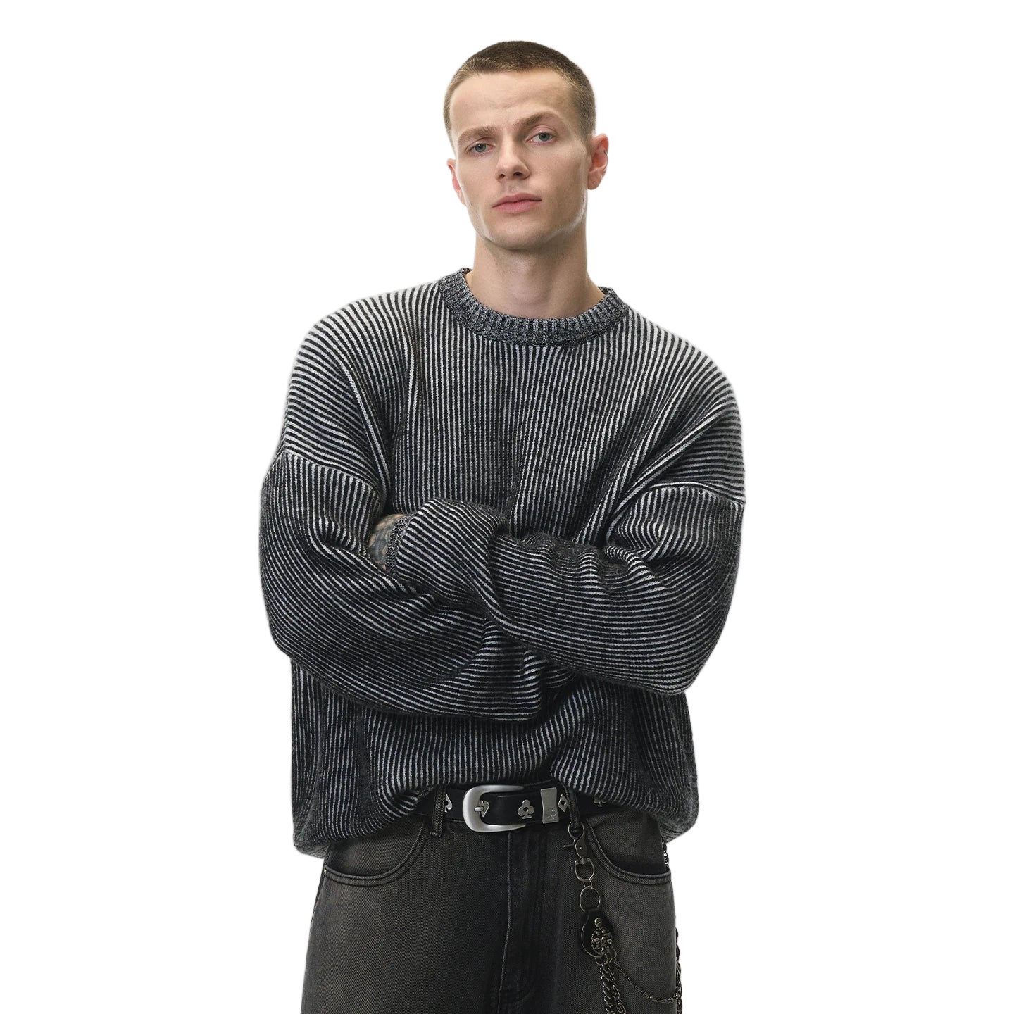 Pull streetwear homme en maille colorblock