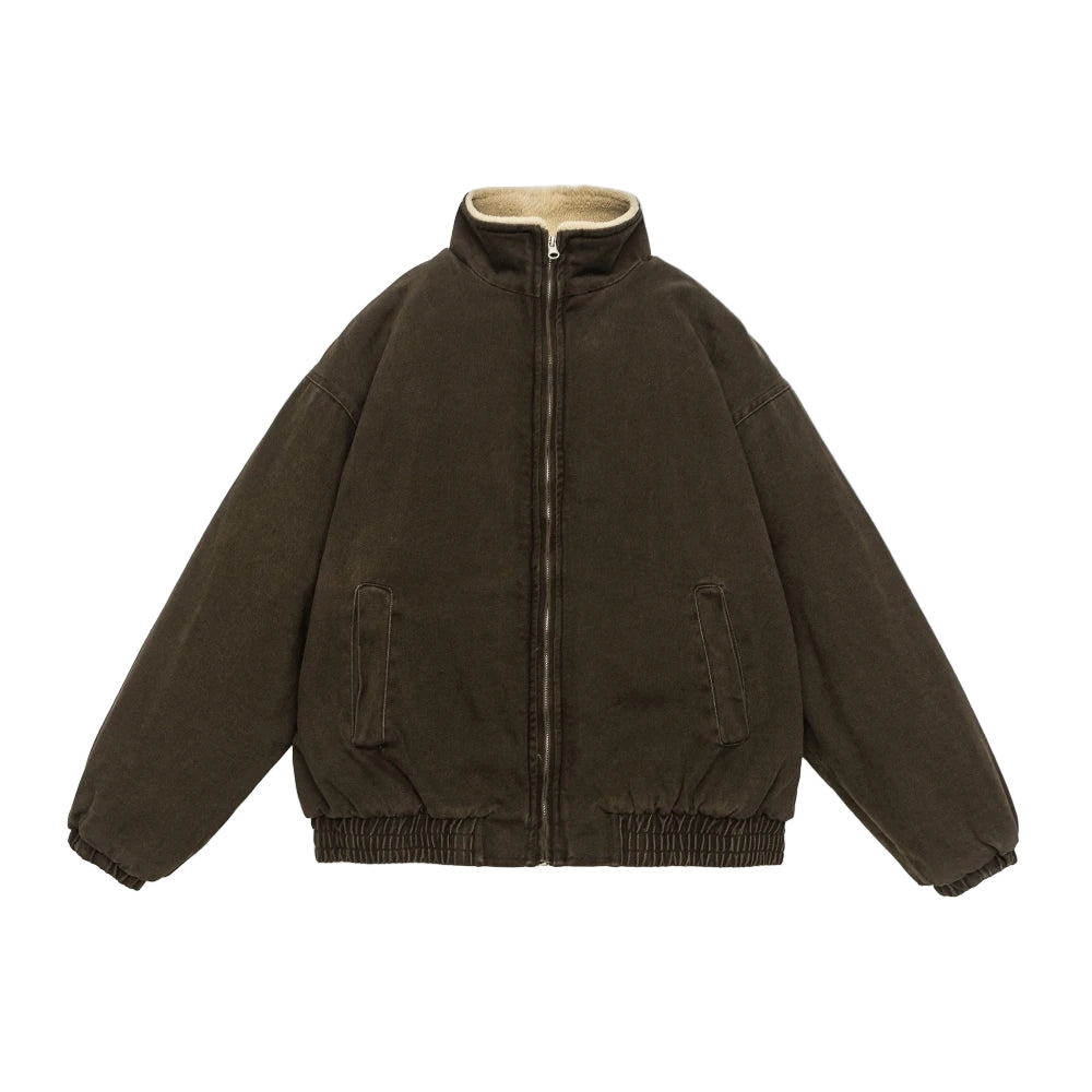 Vintage Lamb Wool Stand Collar Jacket