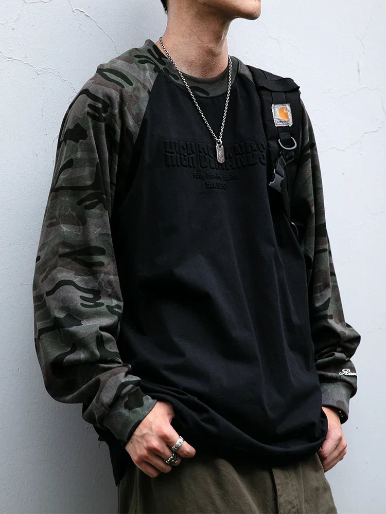 Vintage Camouflage Ärmel, locker geschnittenes Sweatshirt