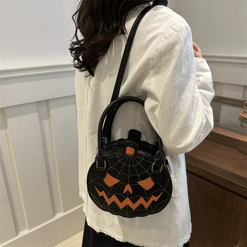 Sac à bandoulière citrouille d'Halloween à blocs de couleurs