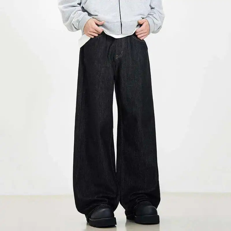 Vintage Wide-Leg Straight Denim Pants