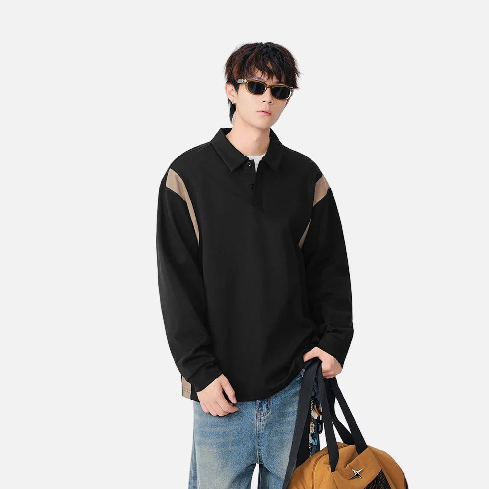 Modisches Winter-Polo-Sweatshirt mit Kontrastfarben