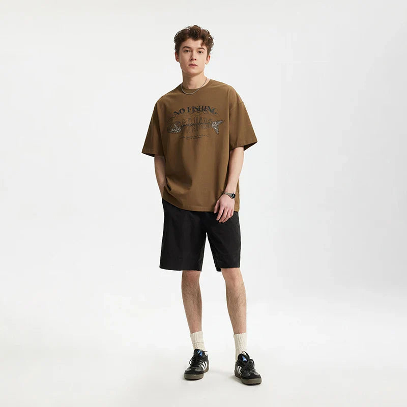 Sommer-T-Shirt mit Grafikdruck „Kein Angeln“