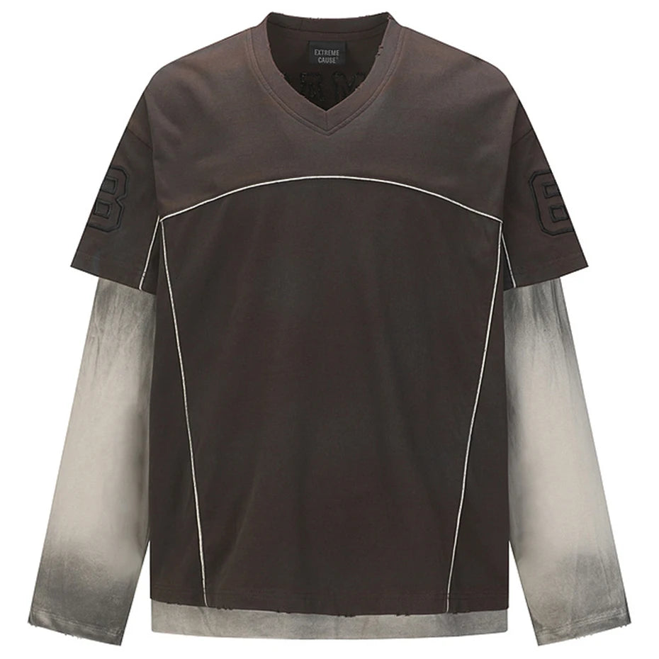 Men Fake Two-Piece Long Sleeve T-Shirt