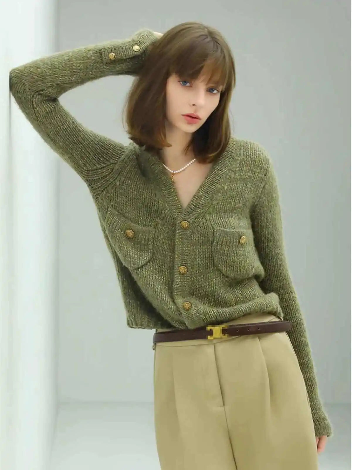 Elegante, luxuriöse französische Strickjacke