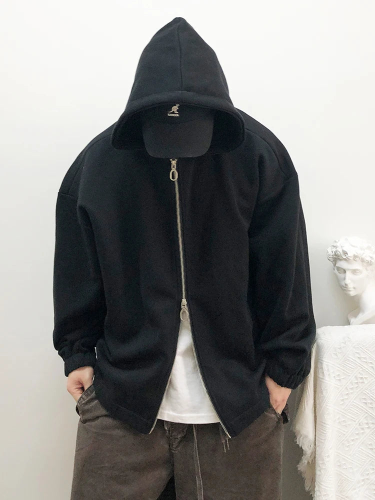 Schweres Premium-Hip-Hop-Sweatshirt mit durchgehendem Reißverschluss