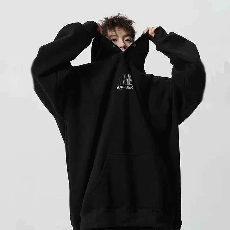 Men's Streetwear Cool Oversized Embroidered Letter Hoodie