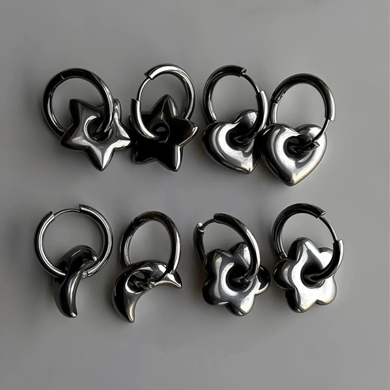 Geometric Charm Hoop Earring
