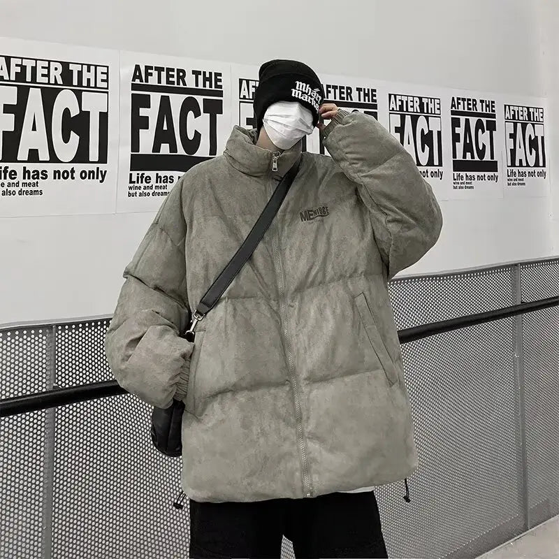 Parka oversize rétro en daim, doudoune
