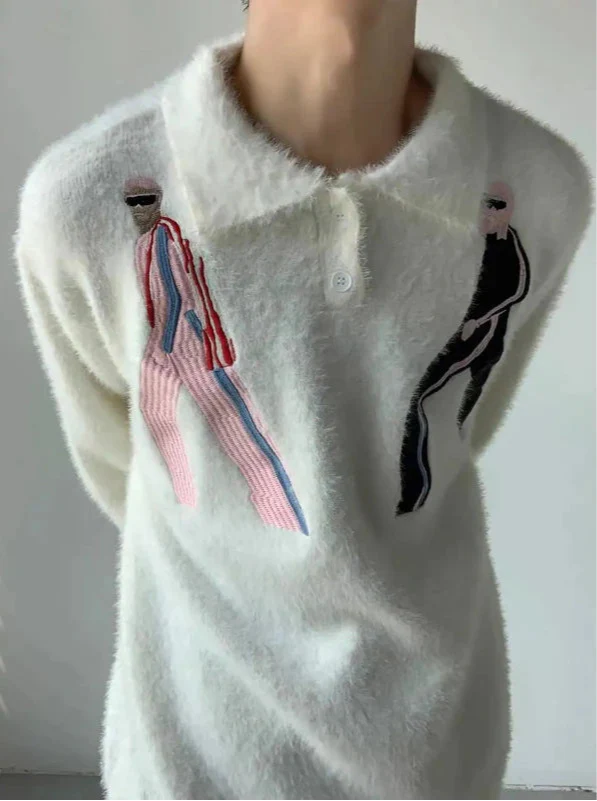 Kuscheliger bestickter Nerzdaunenpullover