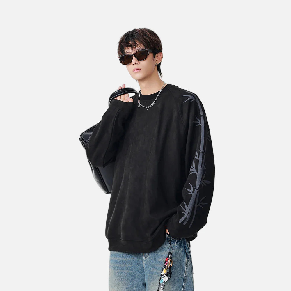 Sweatshirt mit Bambusmuster und Rundhalsausschnitt