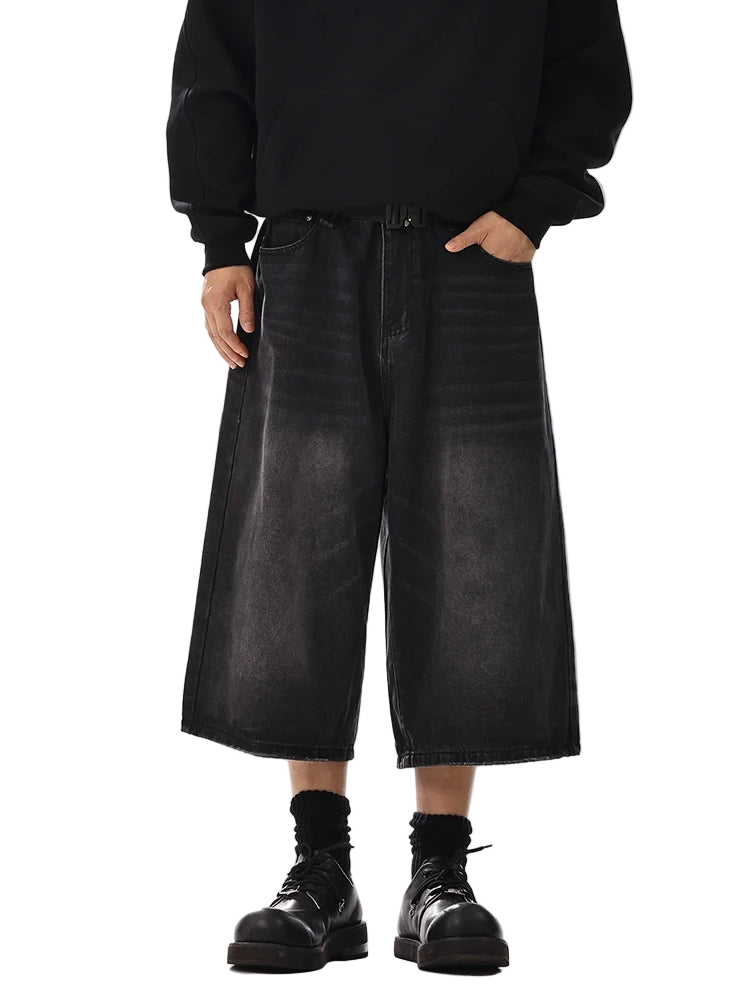 Plus Size Wide-Leg Denim Jorts