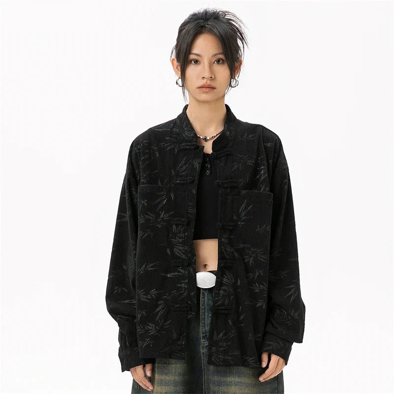 Chemise longue imprimée de luxe style chinois