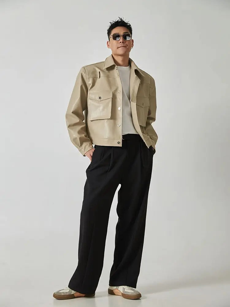 Veste en cuir PU surdimensionnée, confortable et polyvalente, style rétro pour homme