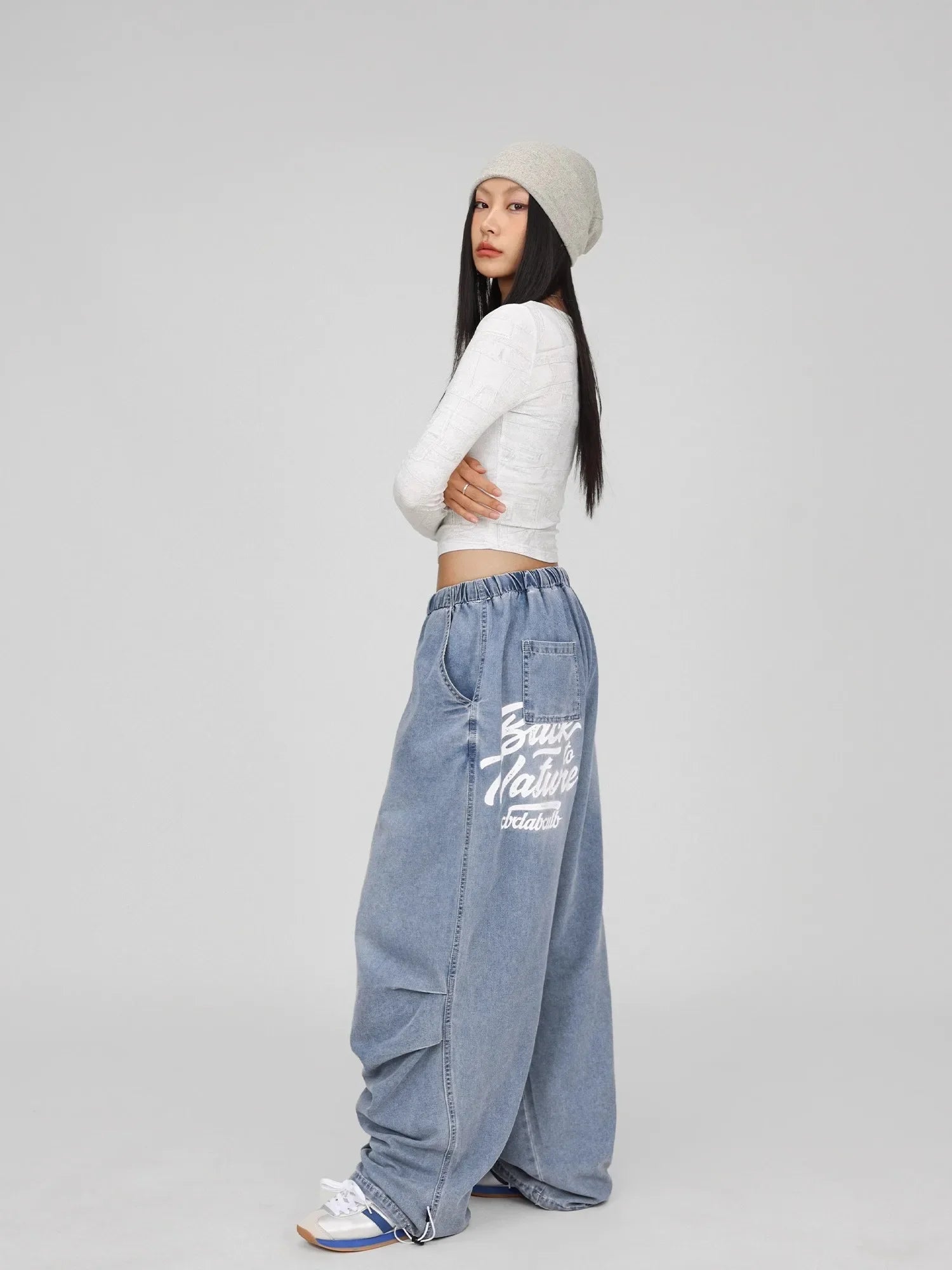 Pantalon de danse hip-hop bleu ample