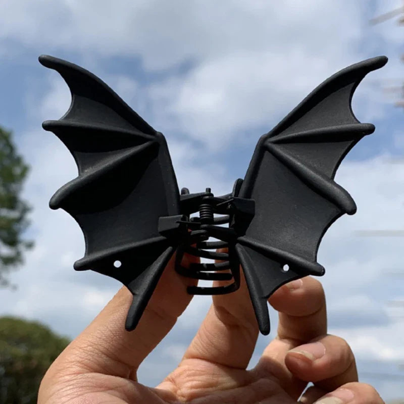 Pinces à cheveux chauve-souris en métal noir pour Halloween