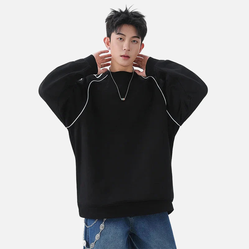 Streetwear-Sweatshirt mit Streifenmuster, Rundhalsausschnitt und Ärmeln