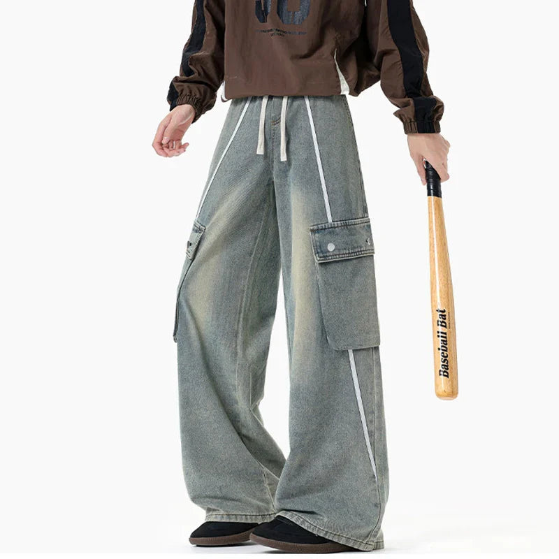 Retro-Cargo-Jeans mit Kordelzug