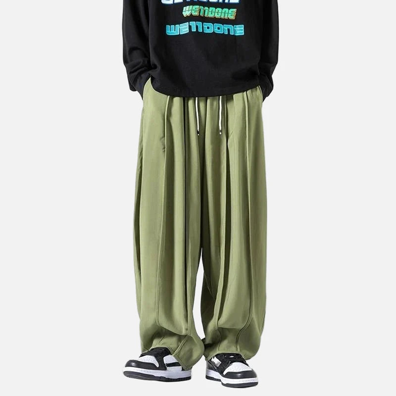 Modische Jogginghose mit hohem Bund, weitem Bein und einfarbigem Design