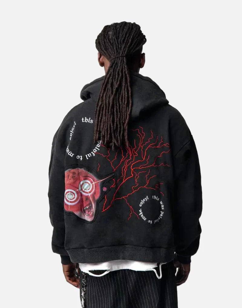 Lässiges Sweatshirt mit skurrilem Gothic-Augapfelmuster