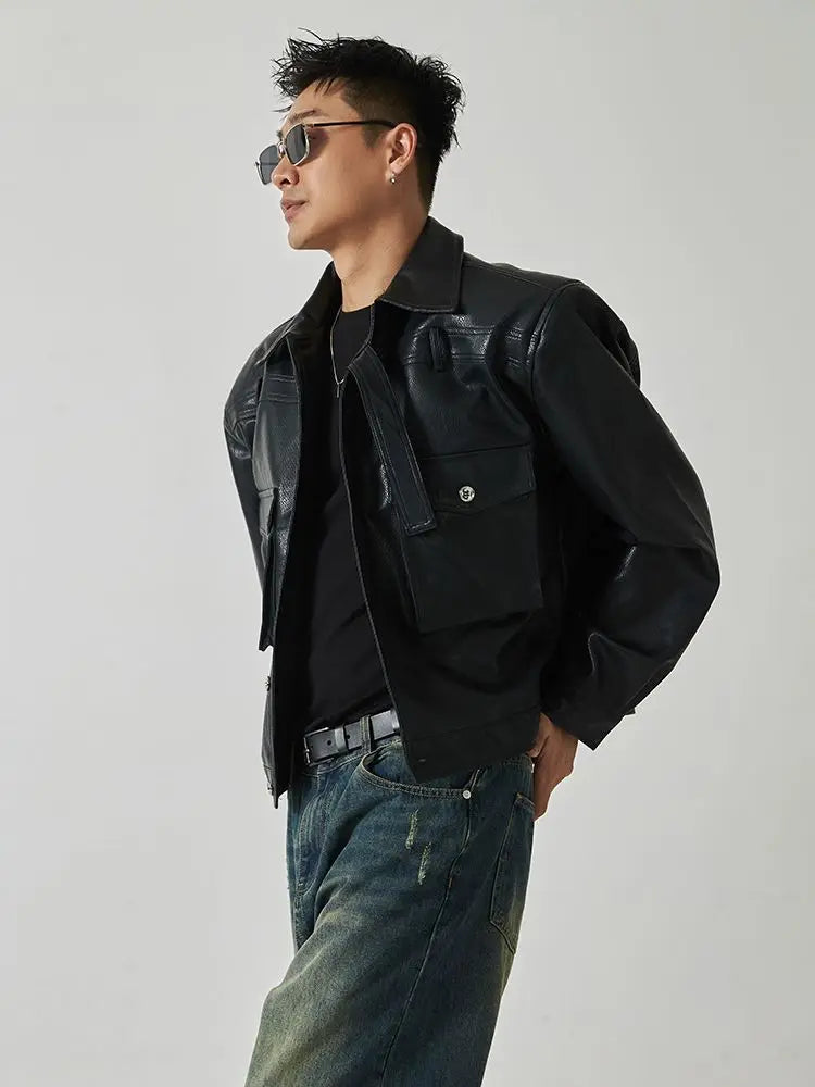 Veste en cuir PU surdimensionnée, confortable et polyvalente, style rétro pour homme
