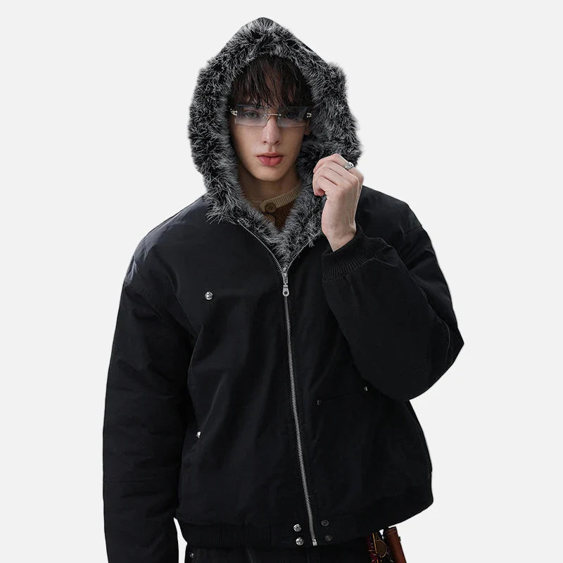 Stilvolle, langlebige Kapuzenjacke aus Kunstpelz