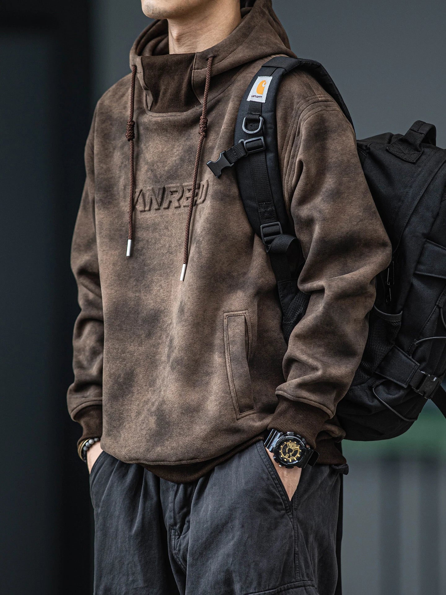 Sweat à capuche oversize épais imprimé lettres