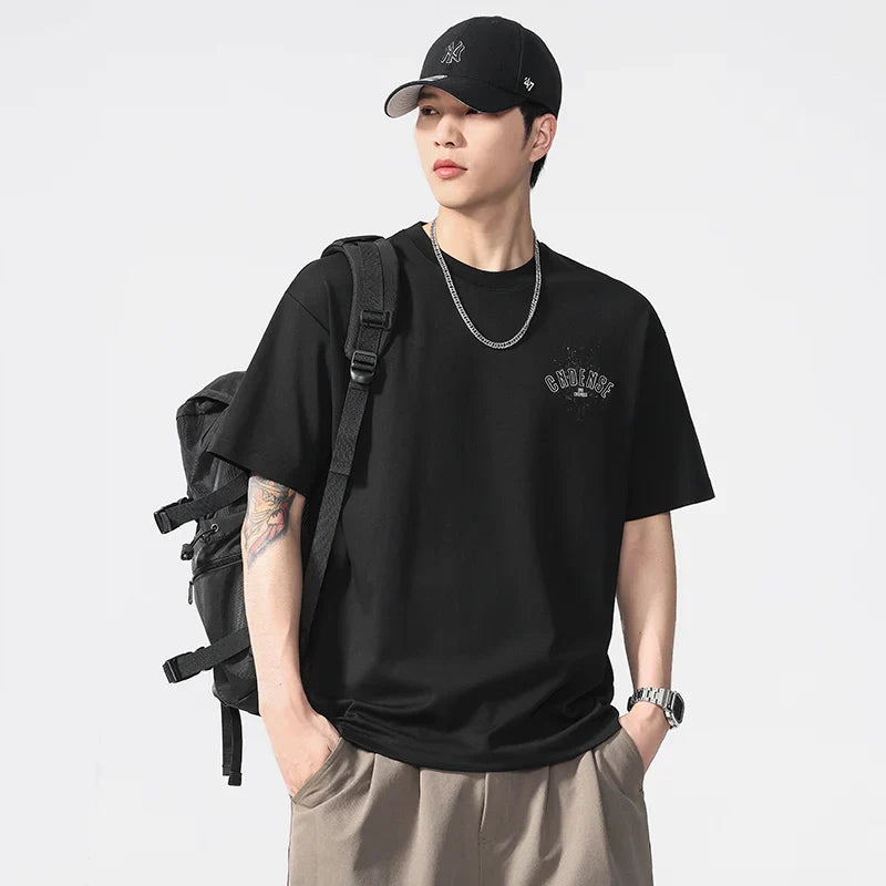 T-shirt extensible à manches courtes noir et blanc