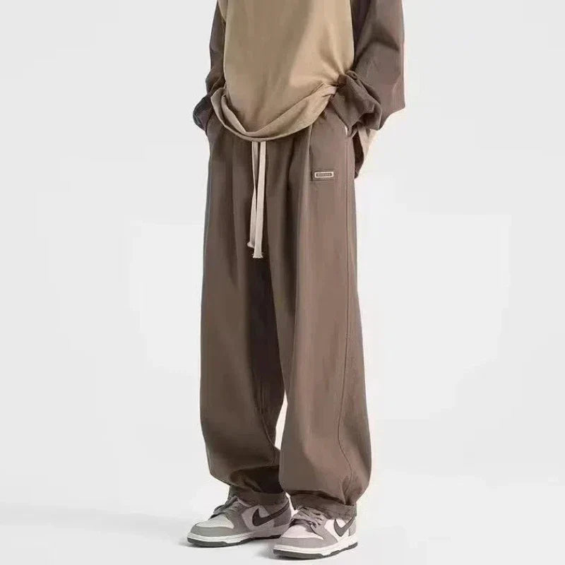 Streetwear-Sweatpants aus Baumwolle, einfarbig, mit elastischem Bund