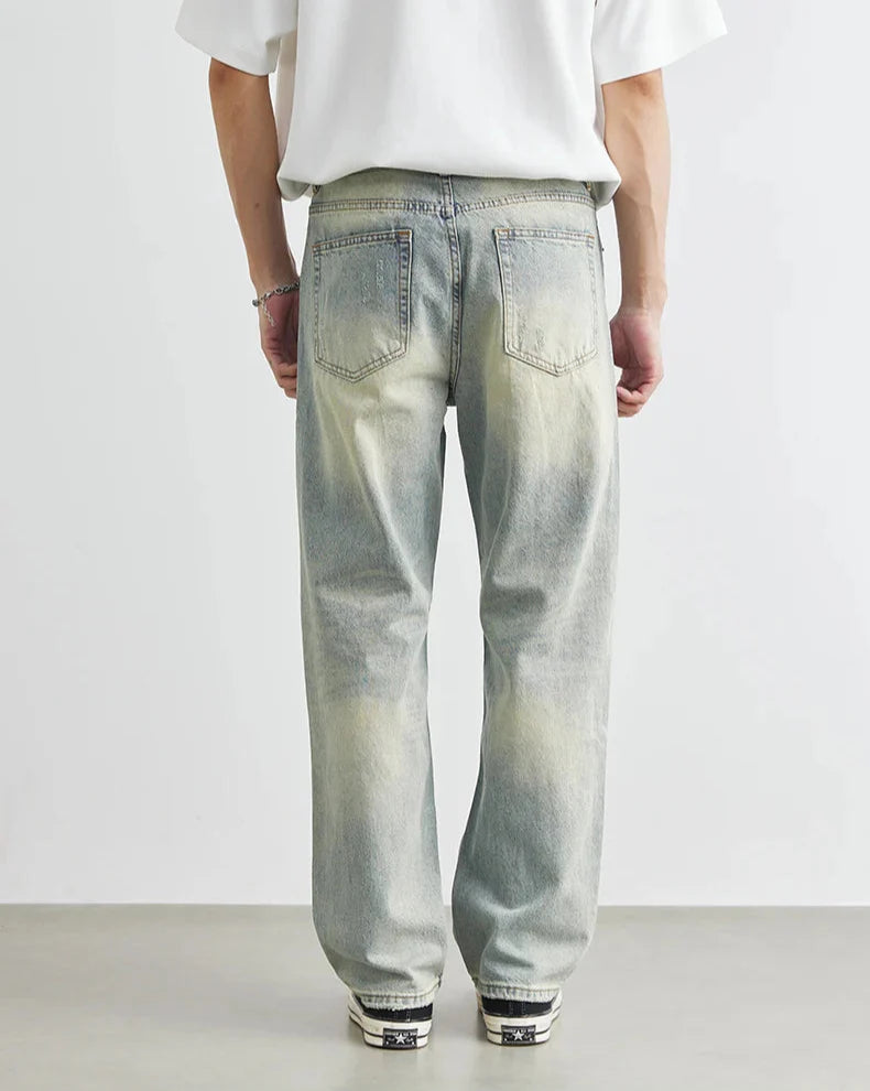 Jean décontracté vintage cool rétro à jambes larges et délavés