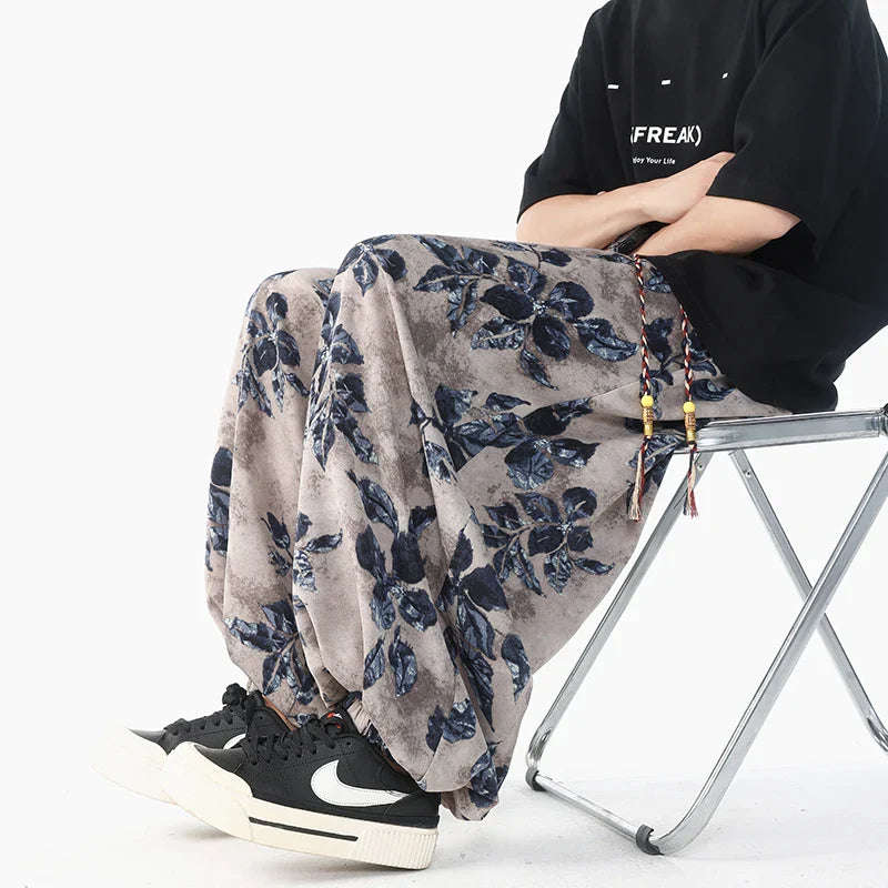 Bequeme Haremshosen im chinesischen Stil mit Print