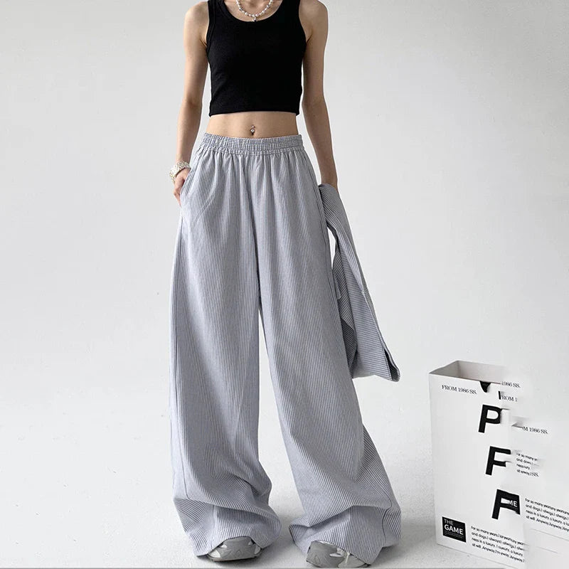 Vintage-Schnürhose im koreanischen Stil mit Streifenmuster für Damen