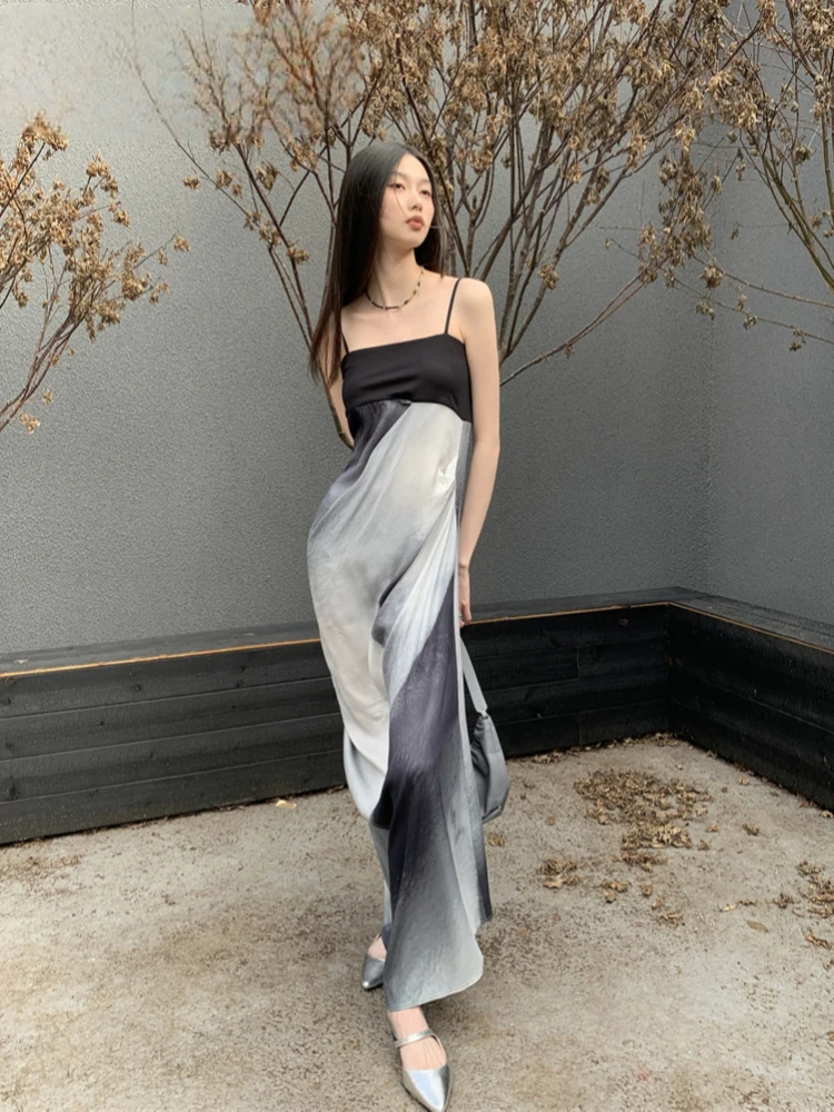 Ink Printing Long Slip Women’s Dress