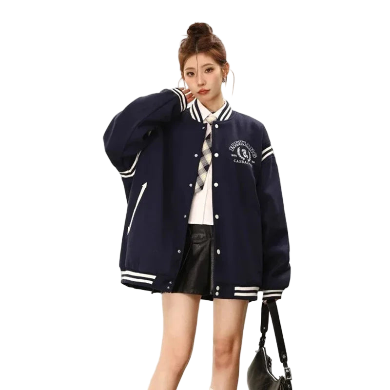 Preppy Oversized Baseball Varsity Jacket