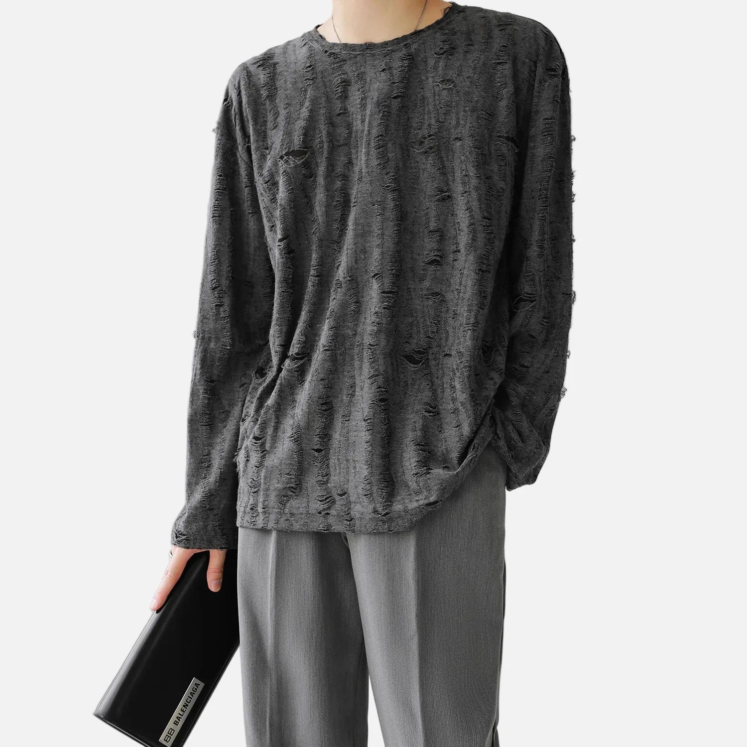 Breathable Retro Distressed Long Sleeve T-Shirt
