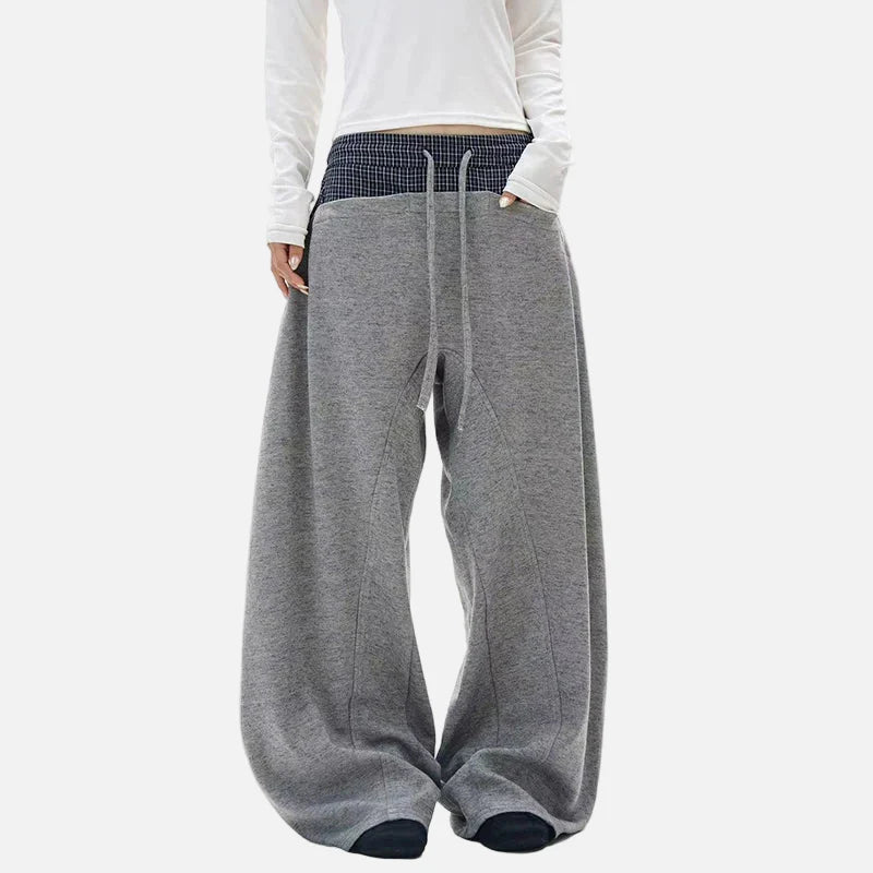 Bunte Patchwork-Jogginghose mit Kordelzug und elastischem Bund