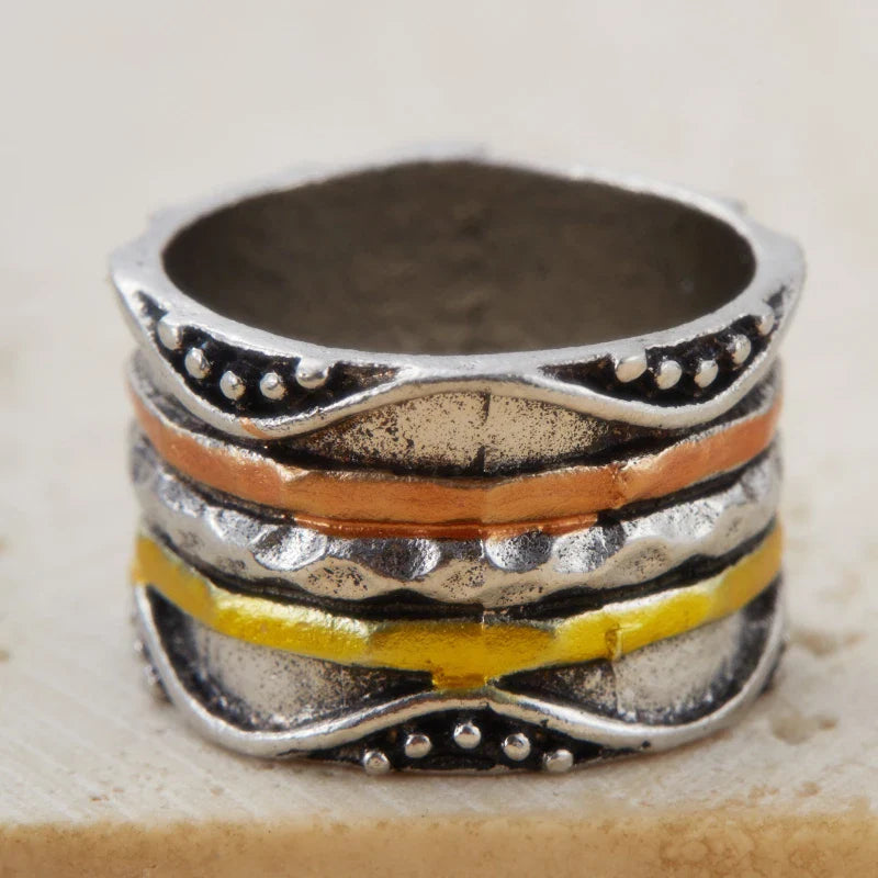 Geometric Irregular Punk Style Wide Face Rings