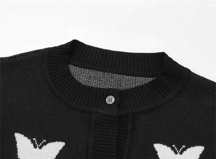 Y2K Koreanischer Schmetterlings Vintage Pullover