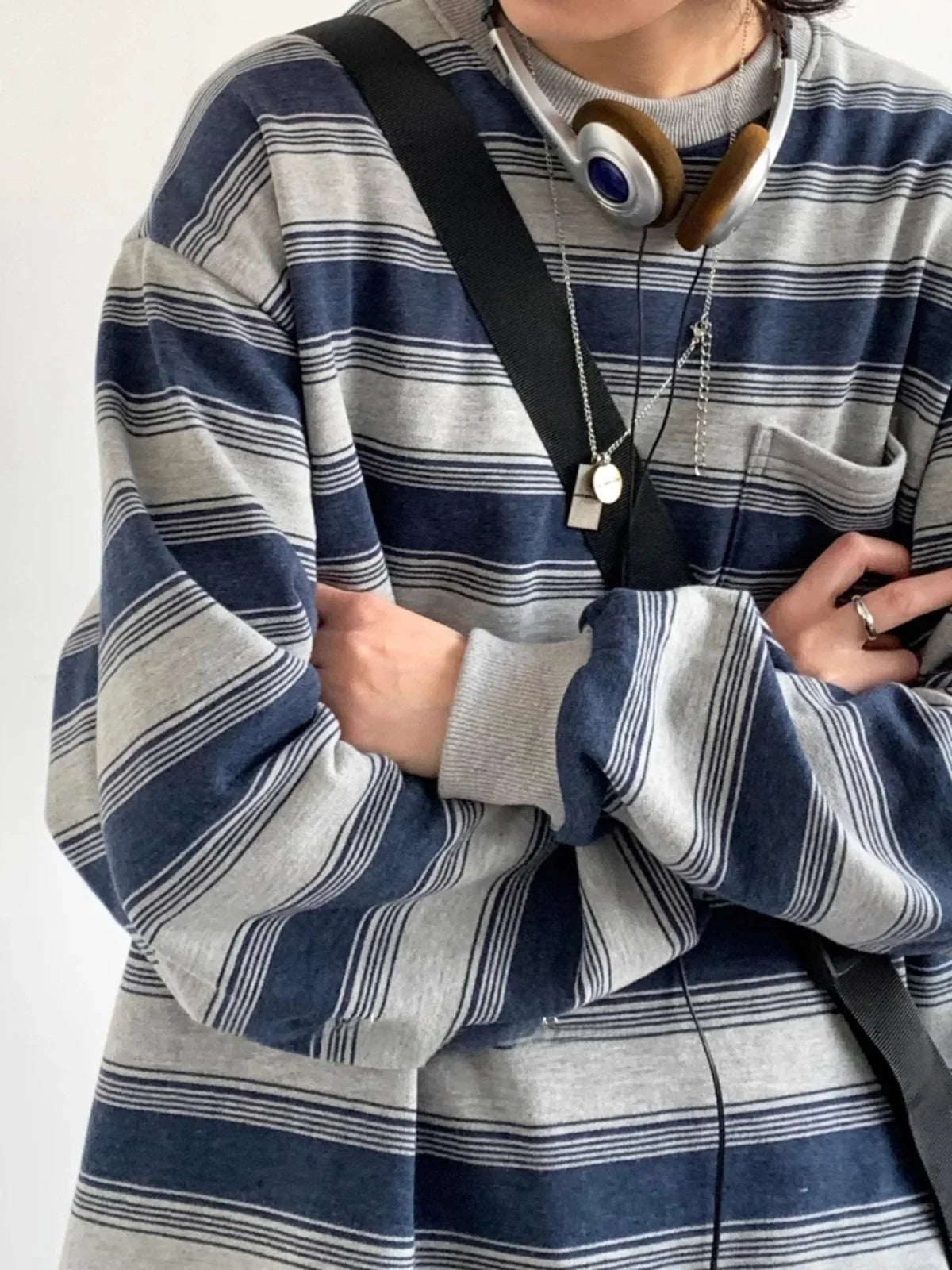 Japanisches Retro-Streifen-Sweatshirt (lockere Passform)