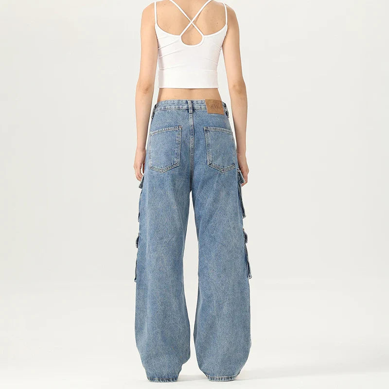 Y2K Trendy Effortless Baggy Cargo Tooling Jeans
