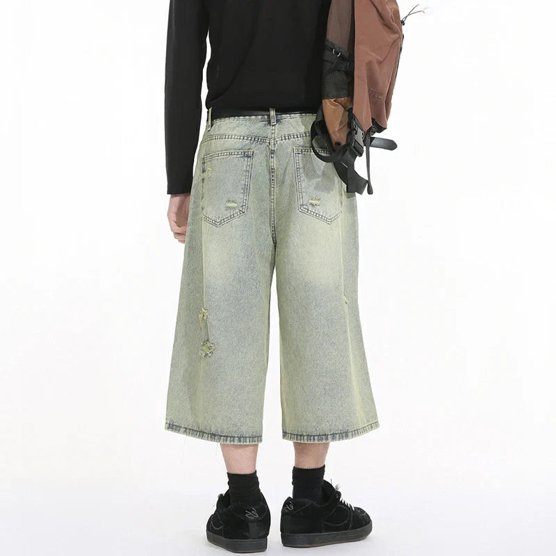 Jeansshorts mit Used-Look, gerader Passform und kurzem Schnitt